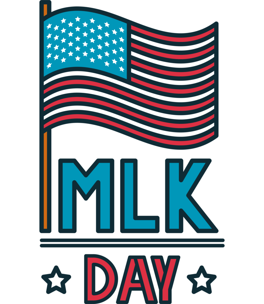 martin luther king day illustration and flag element icon isolated png