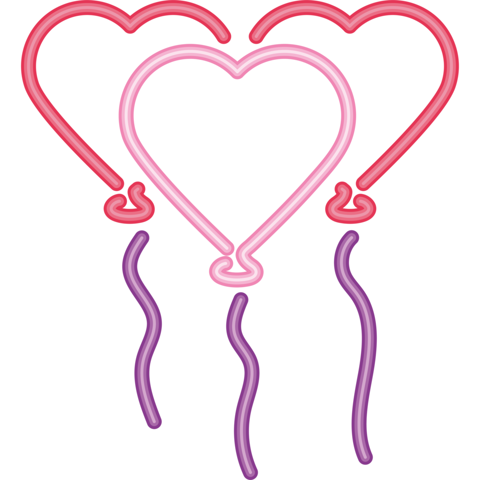 neon hearts helium balloons element icon isolated png