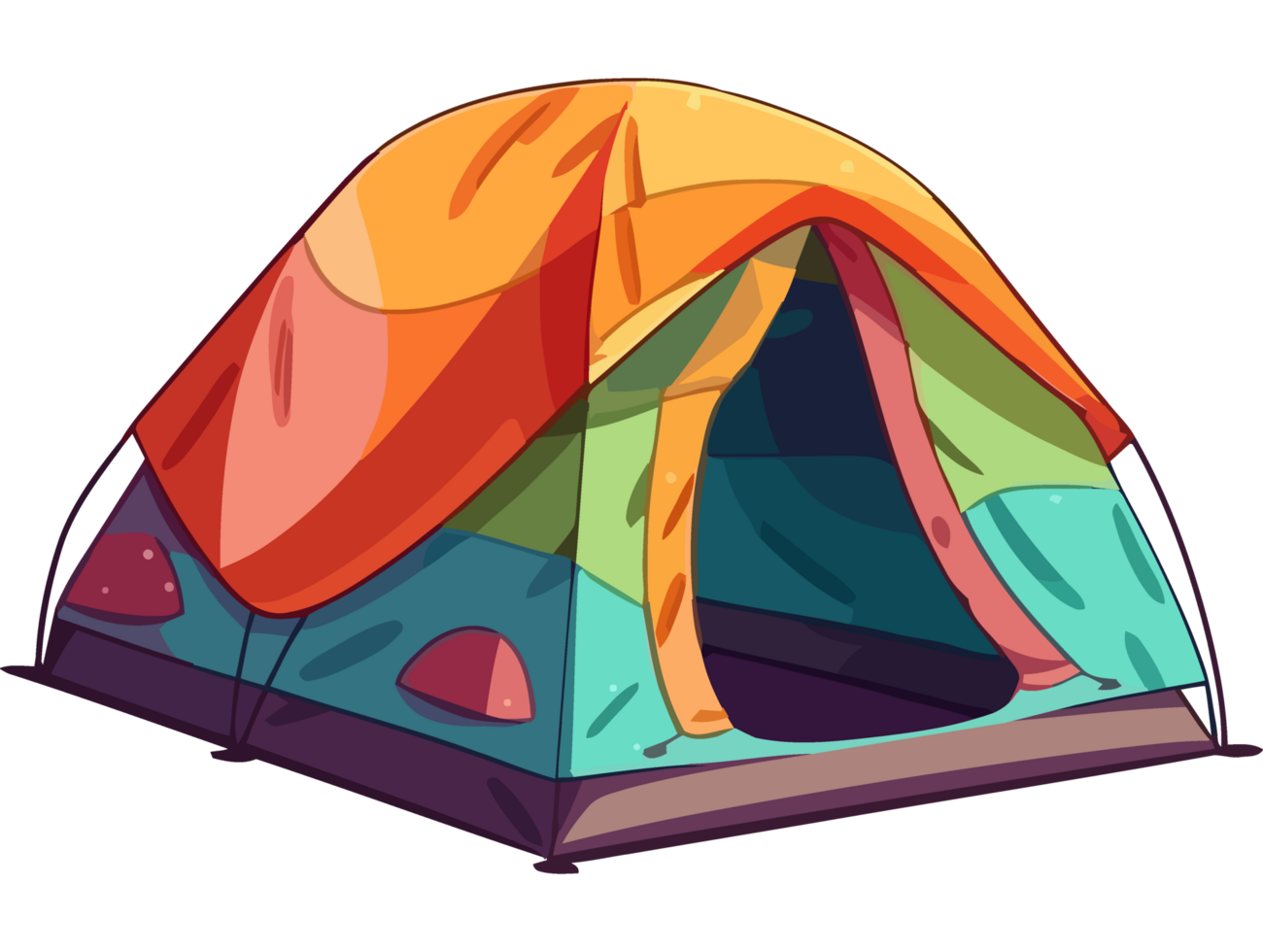 Adventure camping colored tent element icon isolated png