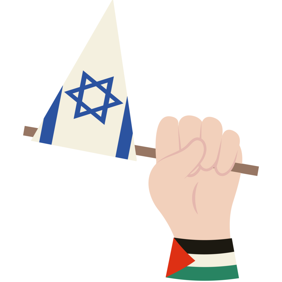 israel and palestine flags with hand waving design element icon isolated png