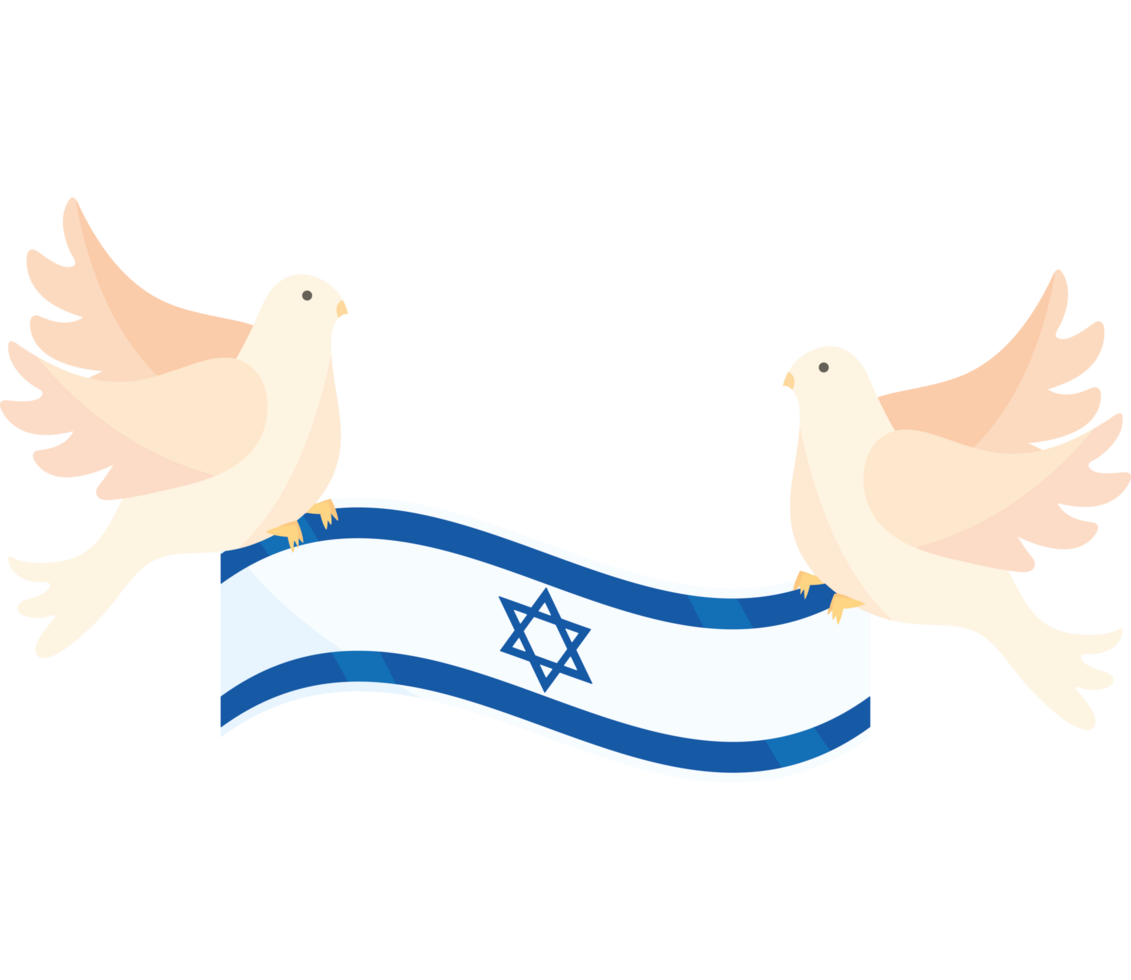 Bird hold Israeli flag banner element icon isolated png