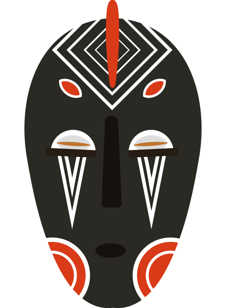 Black nigerian mask element icon isolated png