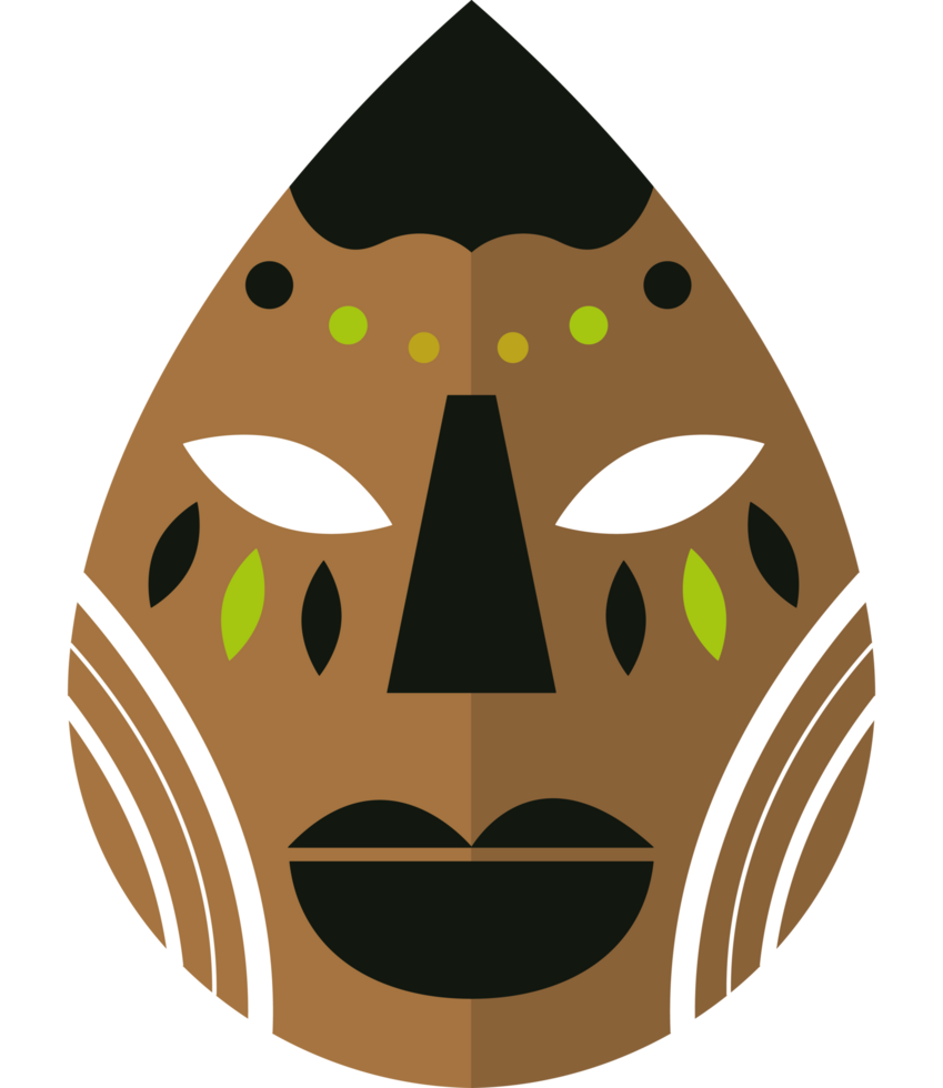 nigerian mask of brown color element icon isolated png