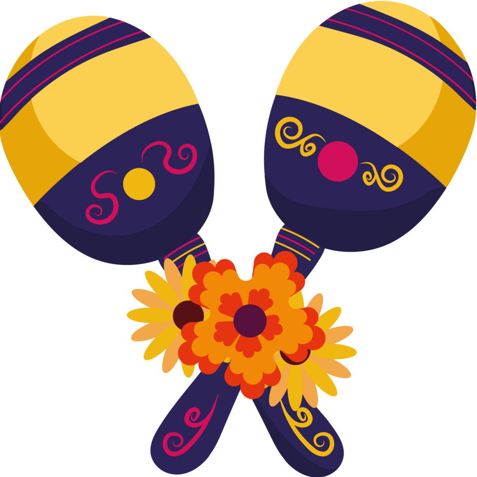 dia de los muertos maracas element icon isolated png