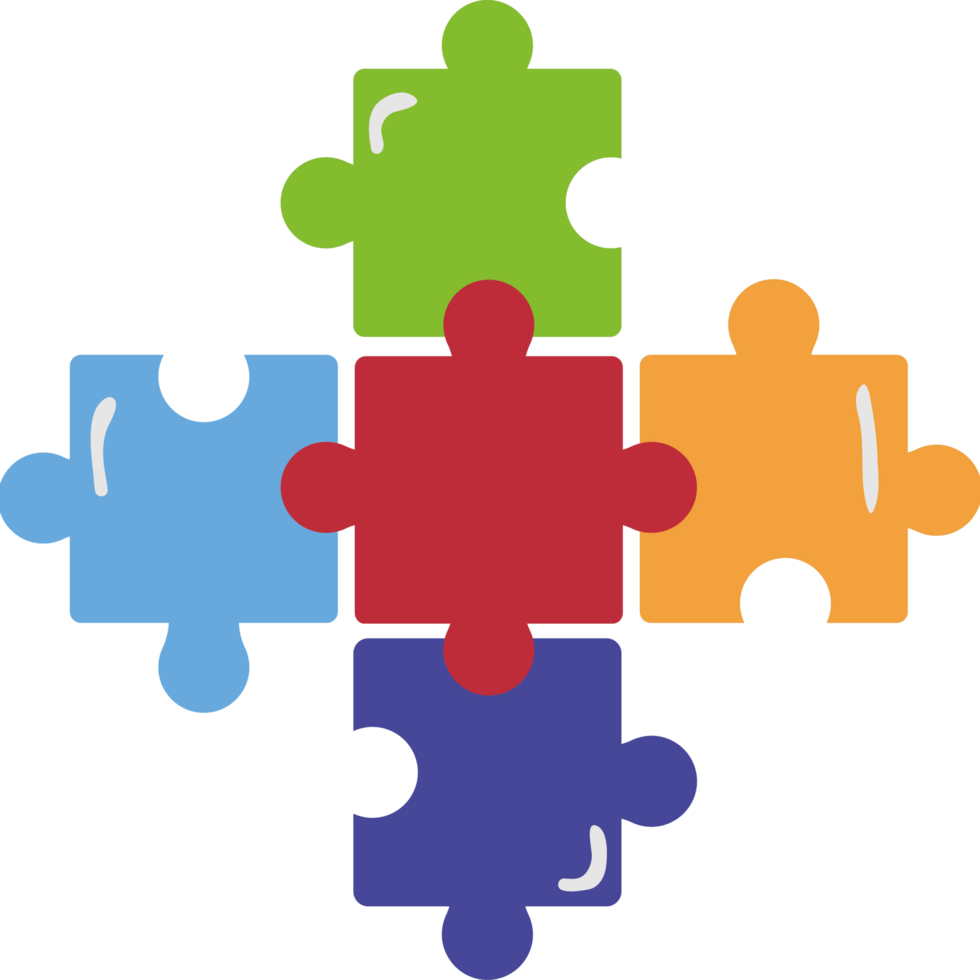 puzzle pieces in cross shape element icon isolated png