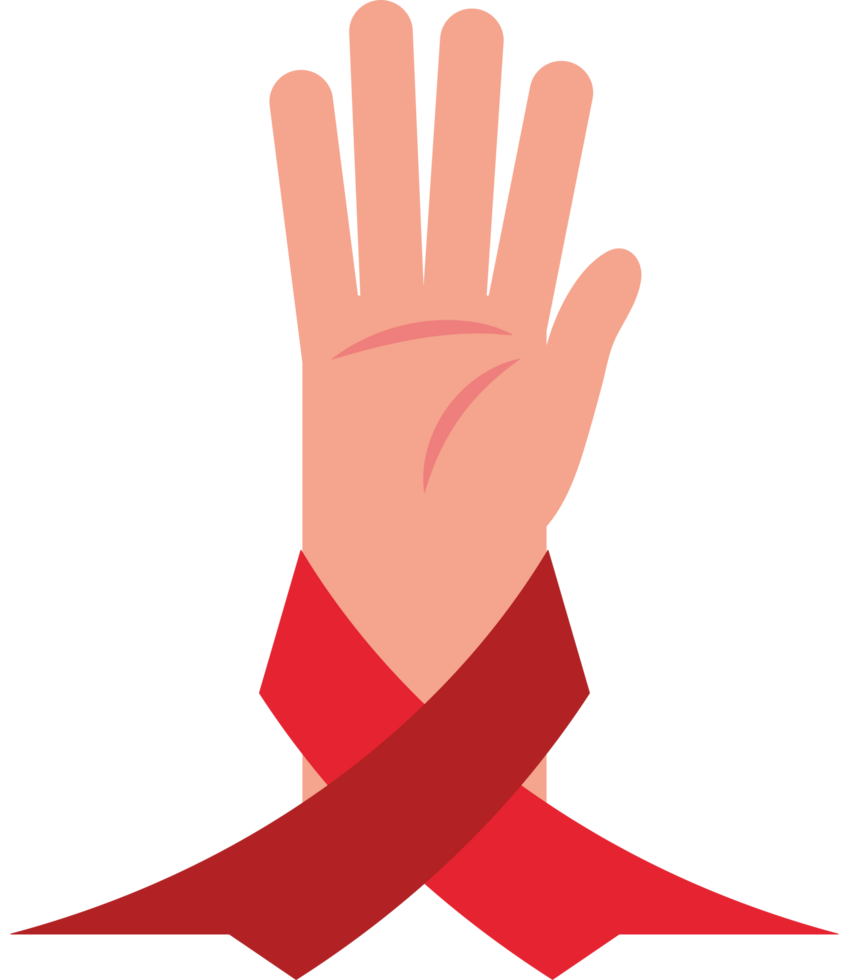 aids day hands with ribbon element icon isolated png