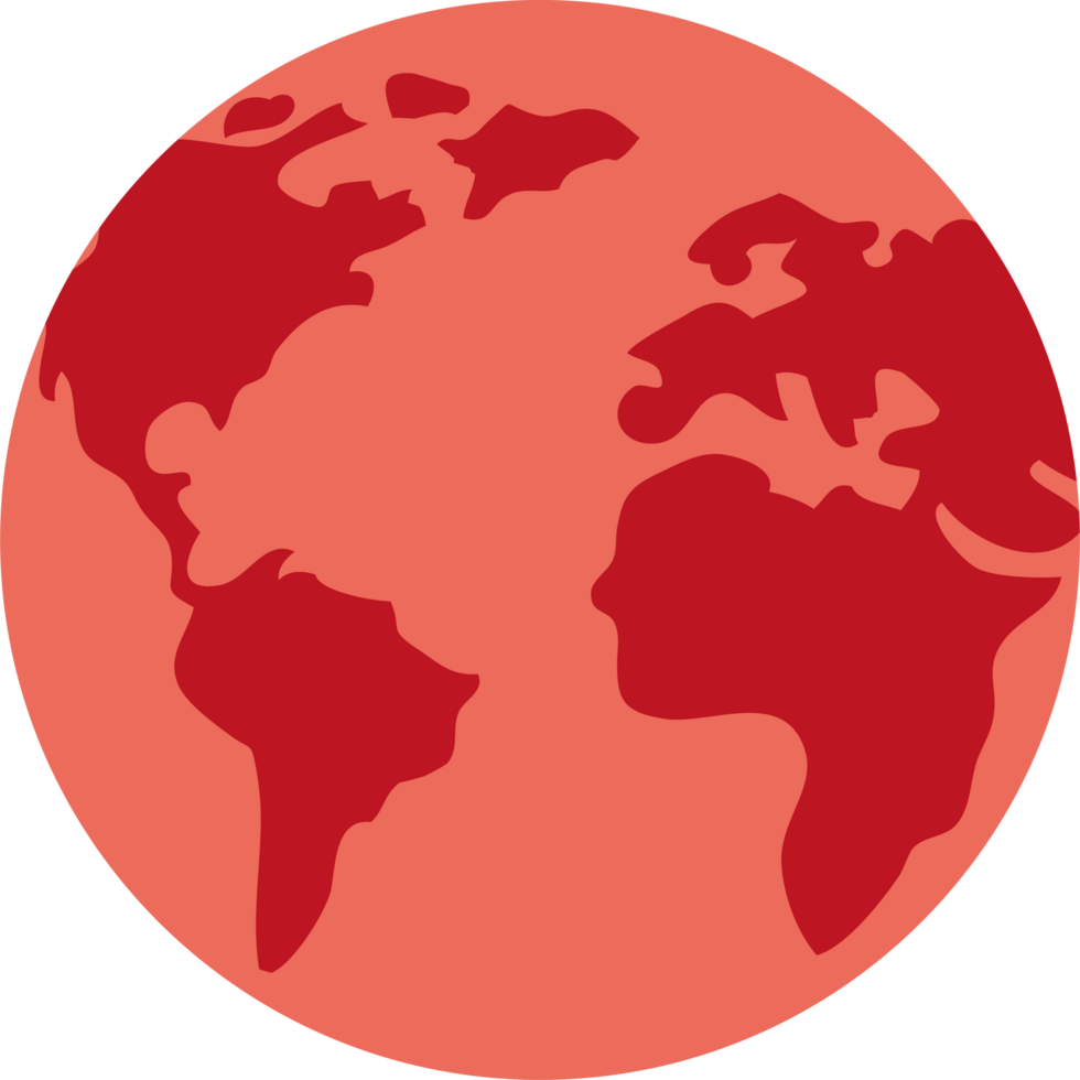 Red earth globe element icon isolated png
