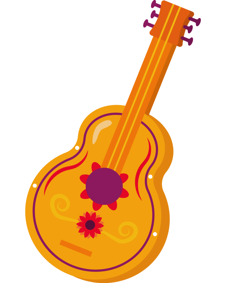 Guitar with a flower element icon isolated png