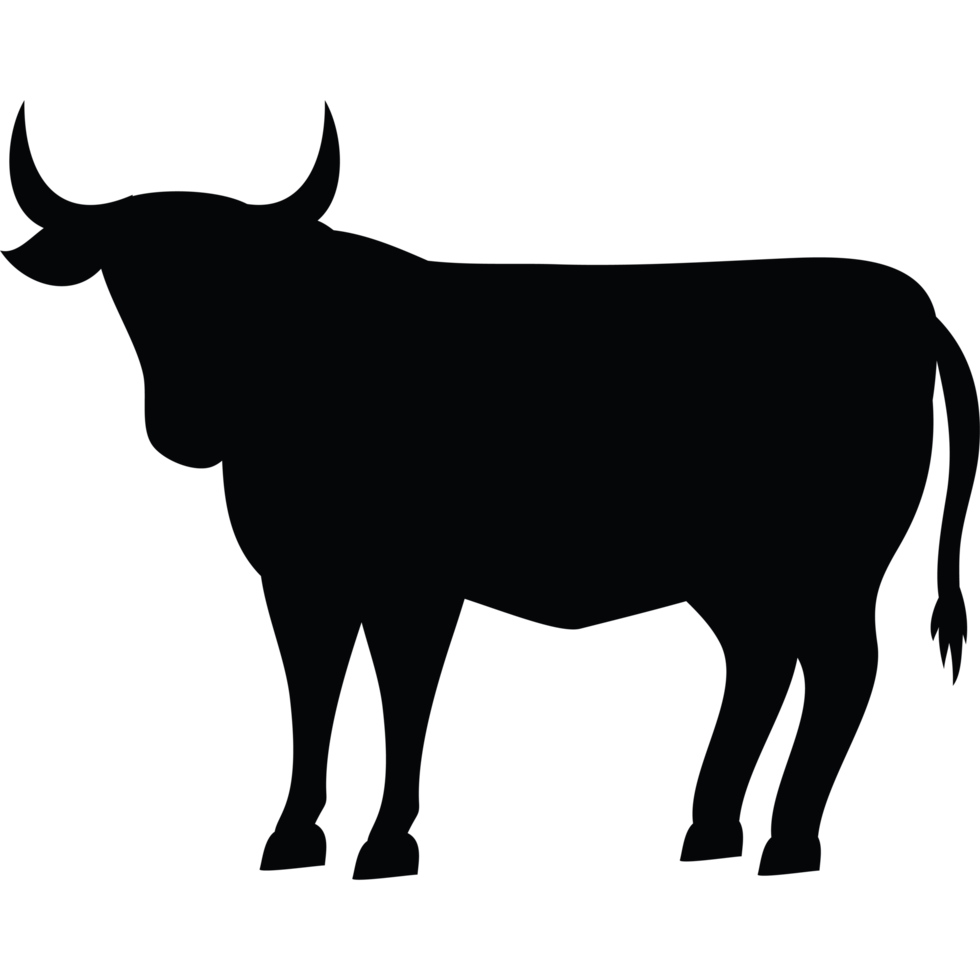 Black bull is standing element icon isolated png