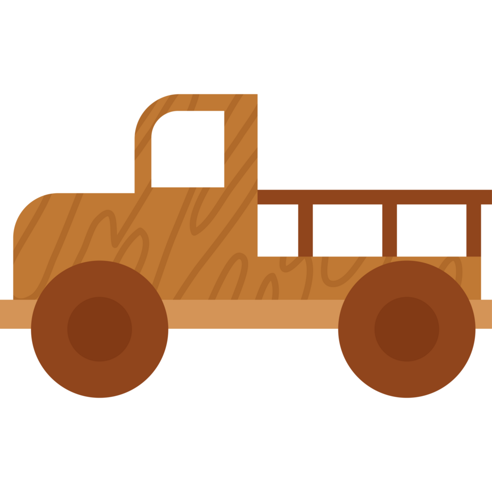 Wooden toy truck illustration icon isolated png