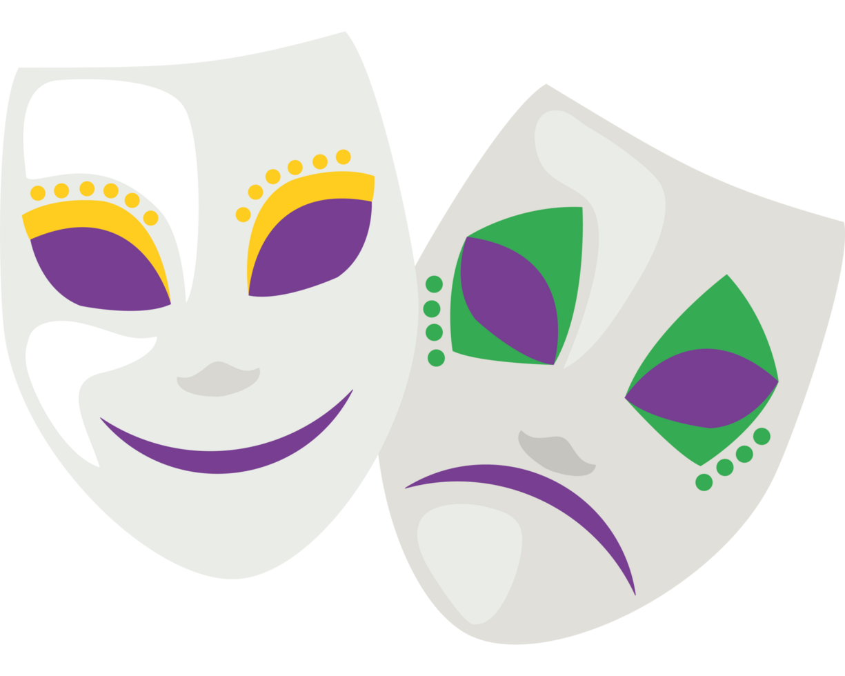 Two mardi gras masks illustration icon isolated png