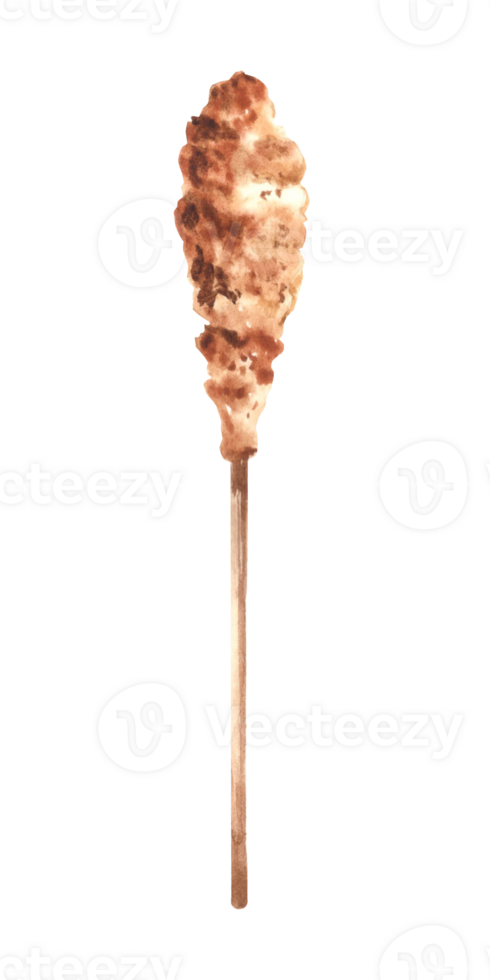 Sugar brown lollipop on stick. Hand drawn watercolor illustration isolated. Product of sugar cane processing. Clipart of sweet food for design. Ingredient for cooking. Organic sweetener for drinks. png