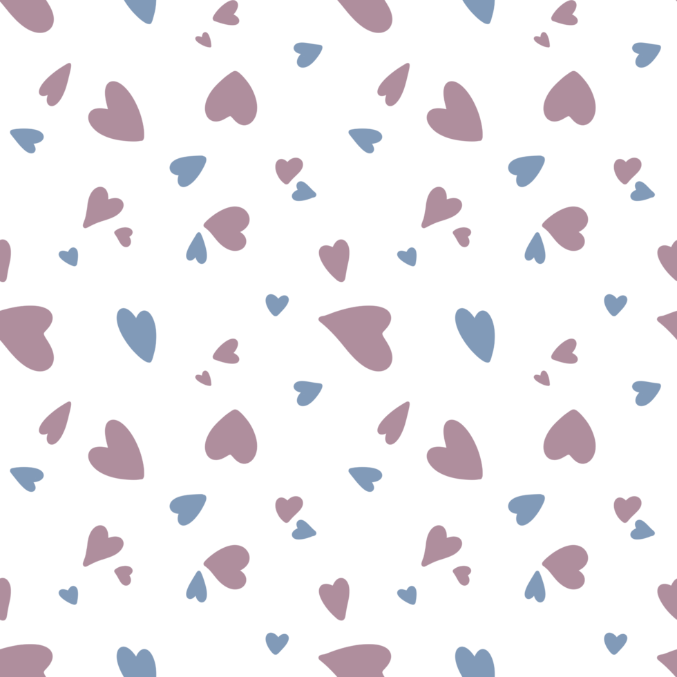 Happy Valentine's Day pattern with blue and pink hearts. png