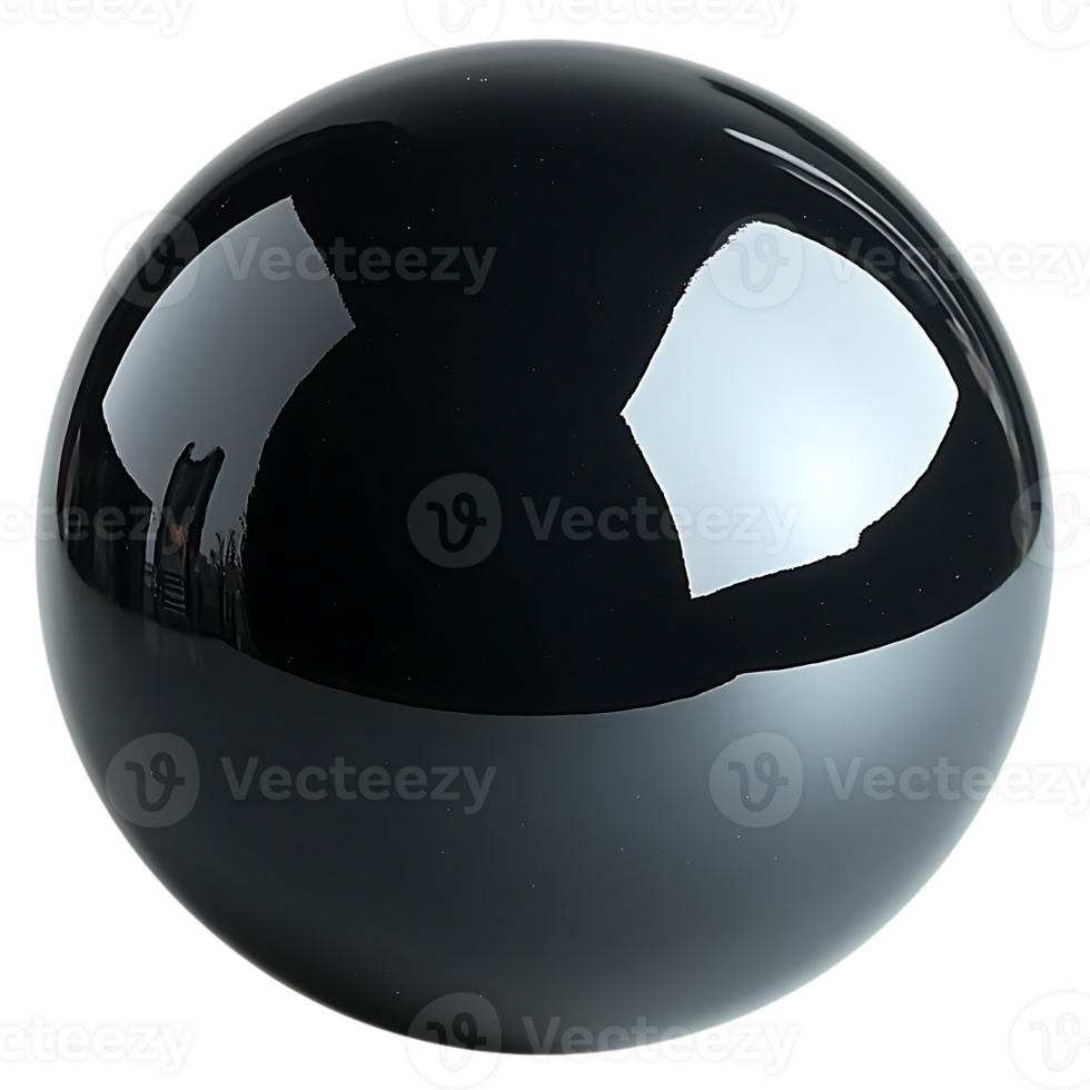 Create a Glossy Black Sphere with Transparent Background png