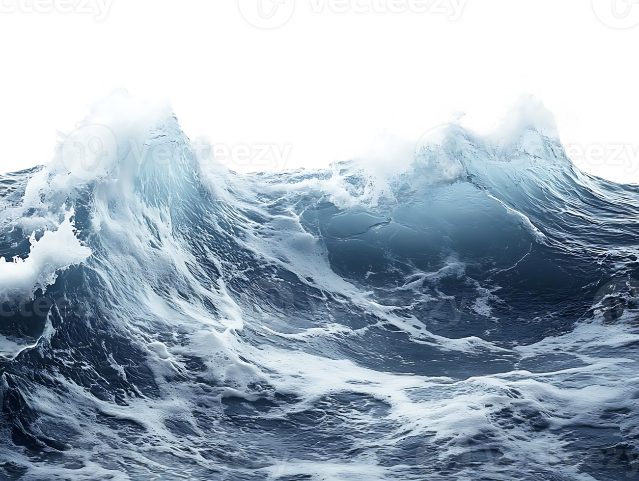 Ocean Waves Crashing, Forming Peaks, with Transparent Background png