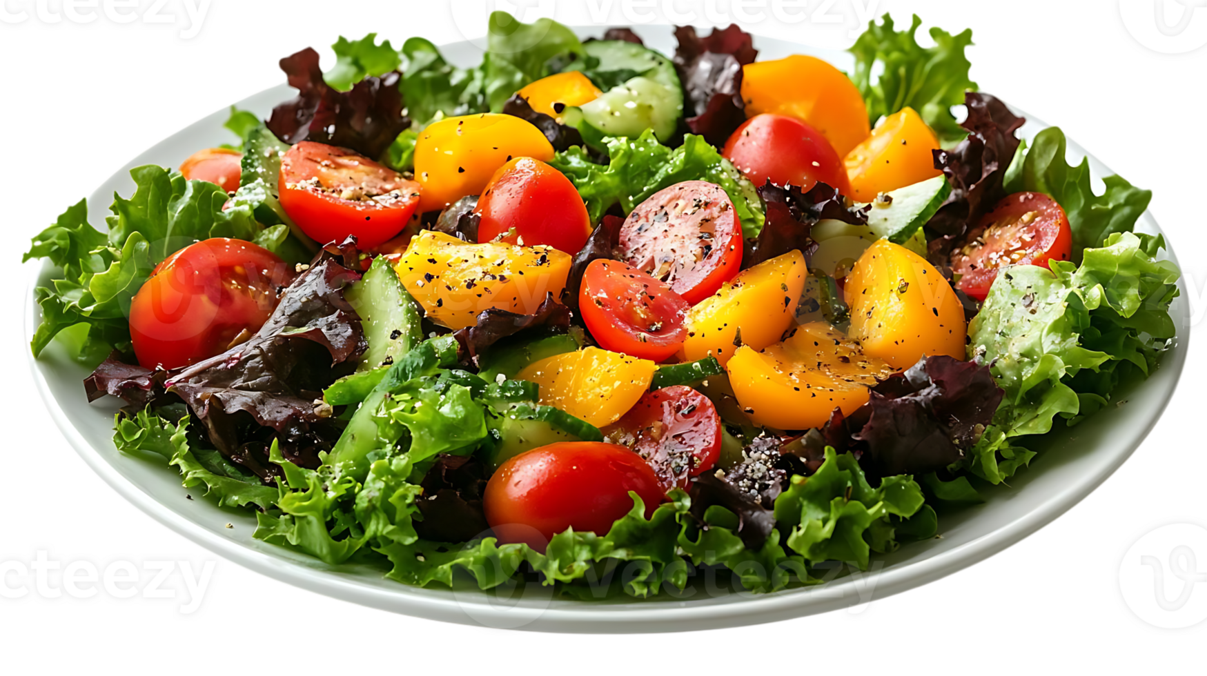 Fresh Salad with Colorful Vegetables and Transparent Background png