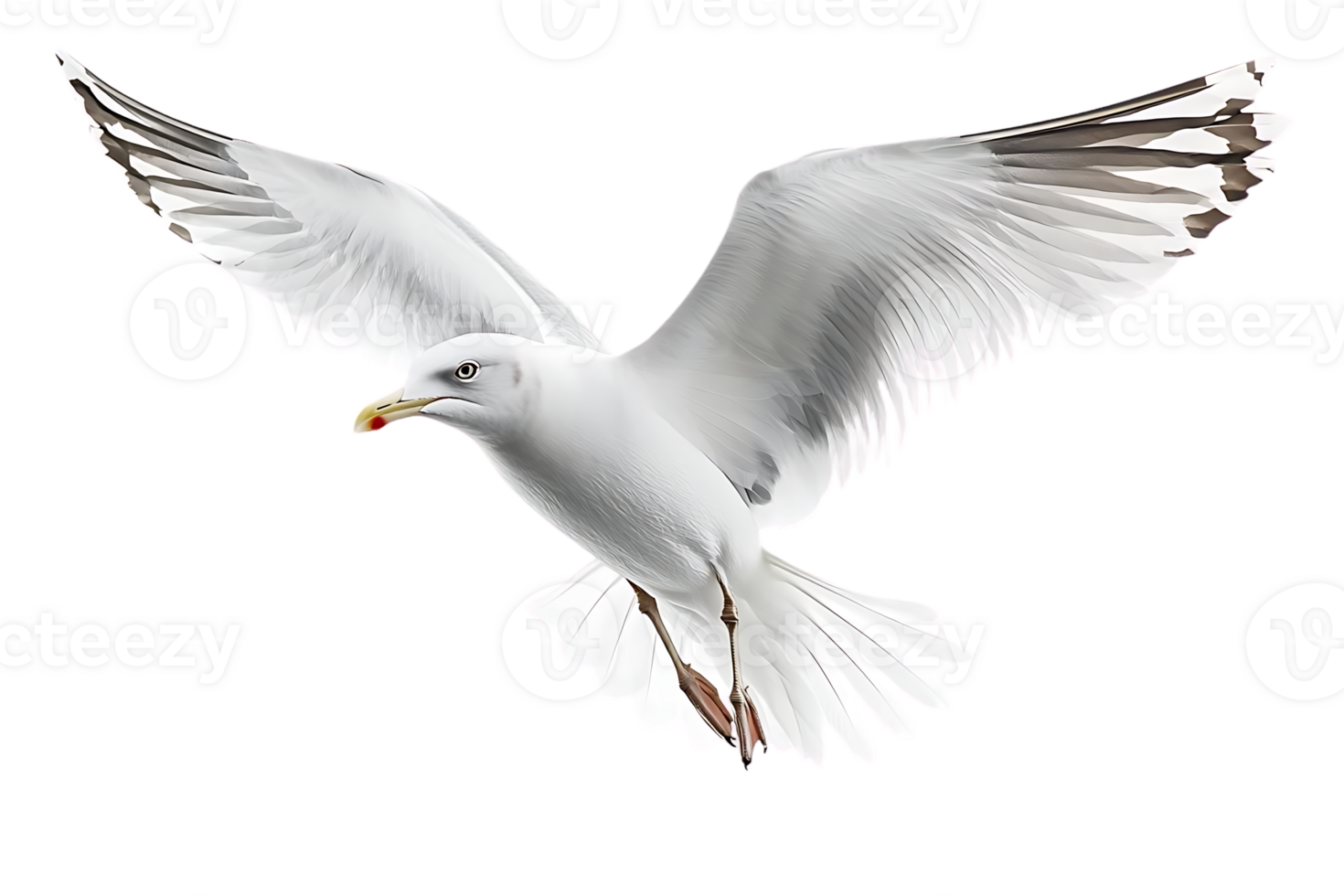 Seagull Soaring, Wings Spread Wide, Transparent Background Image png