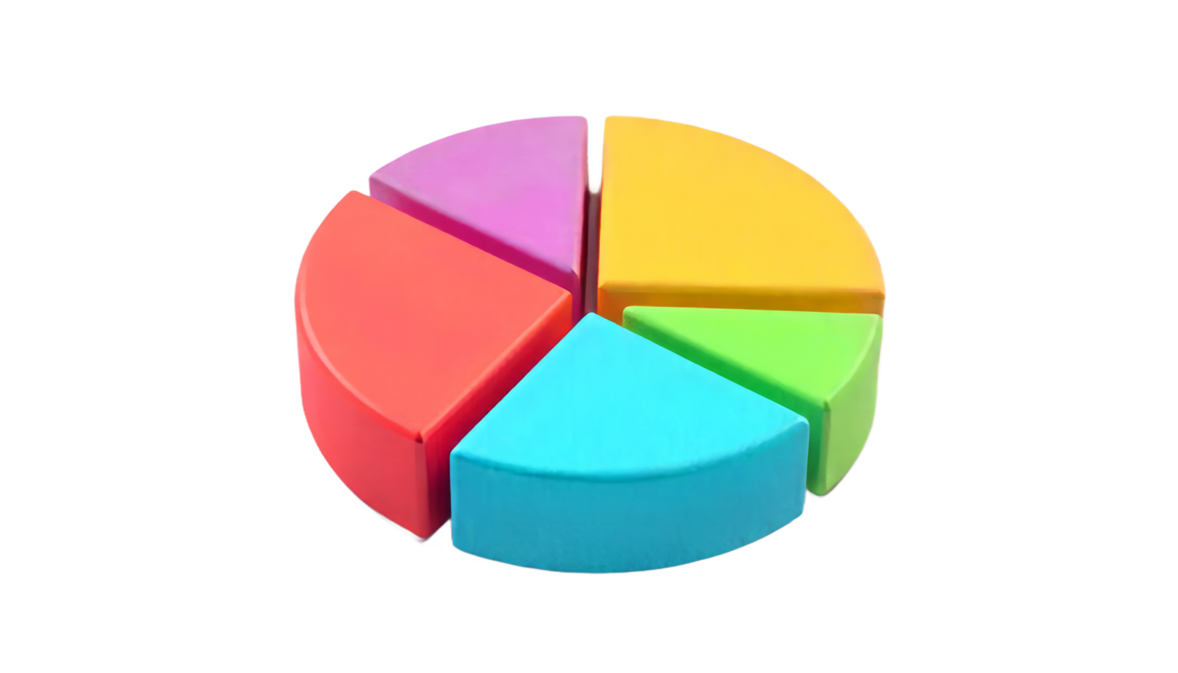 Colorful 3D Pie Chart Data Visualization for Business Reports and Presentations png
