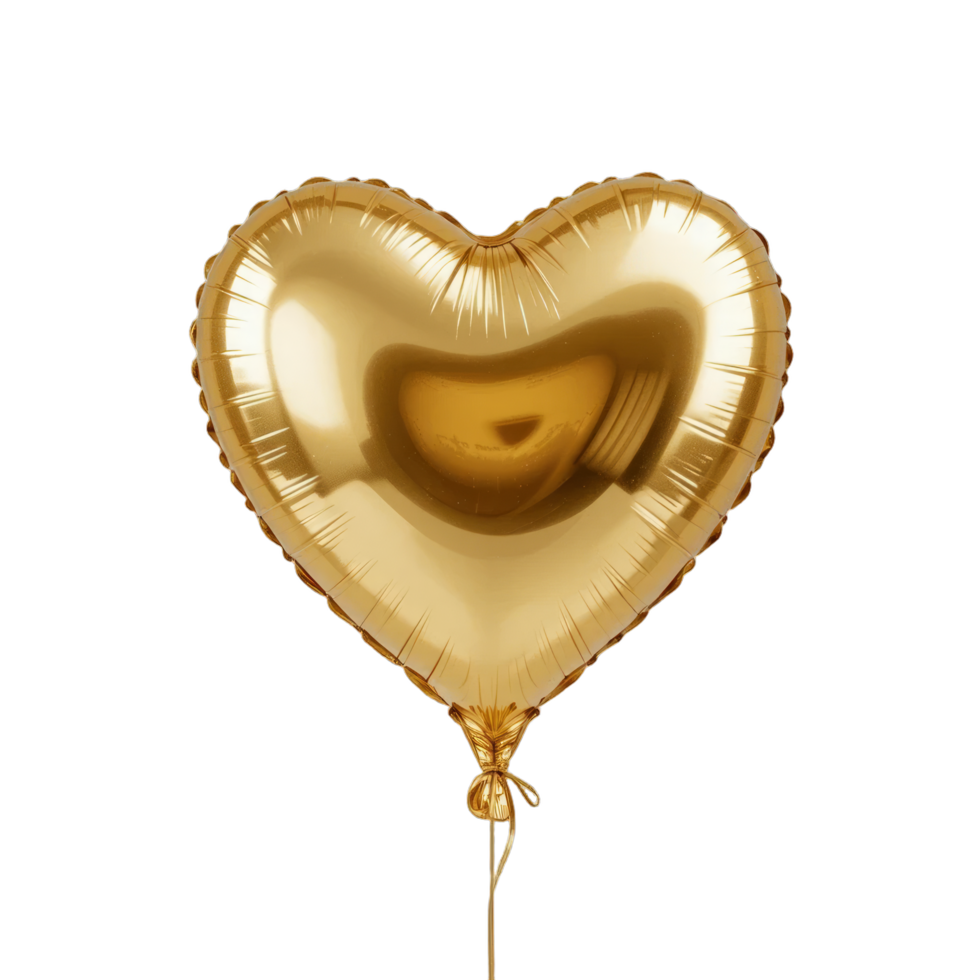 A Golden Heart Shaped Balloon Floating Against A Romantic and Festive Image Perfect for Valentines Day or Anniversary Celebrations png