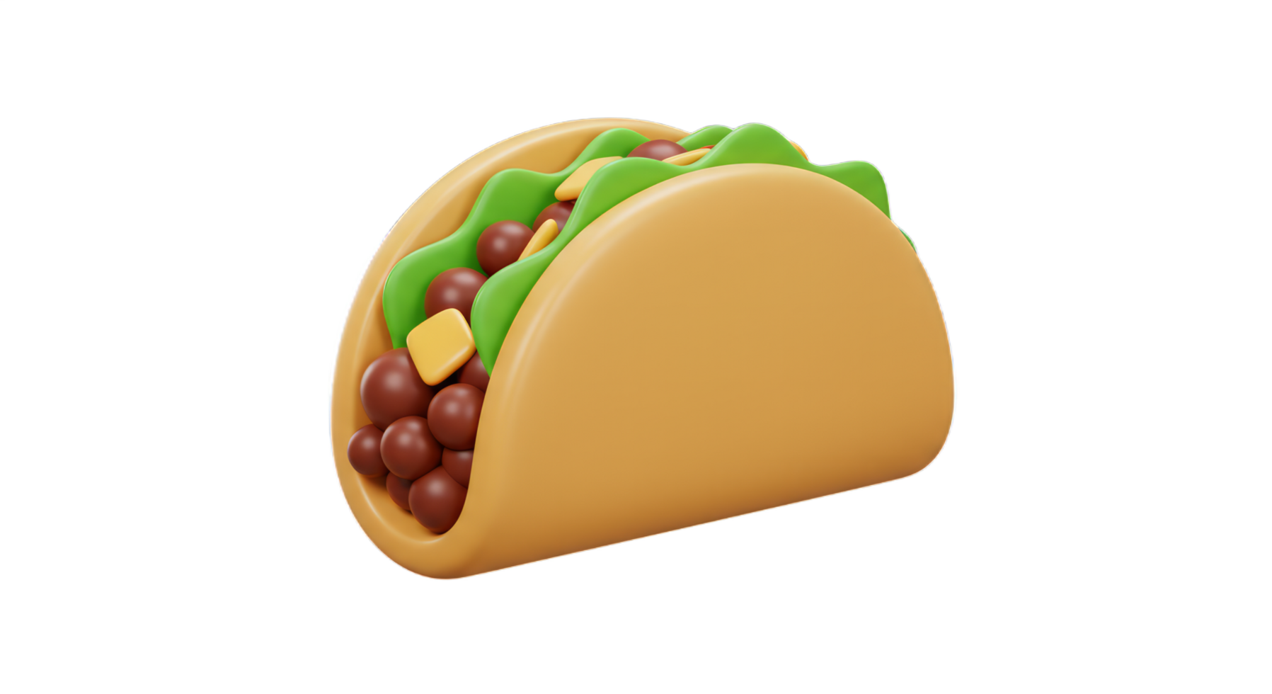 Delicious 3D Rendered Taco with Filling A mouthwatering visual of a perfectly crafted taco png