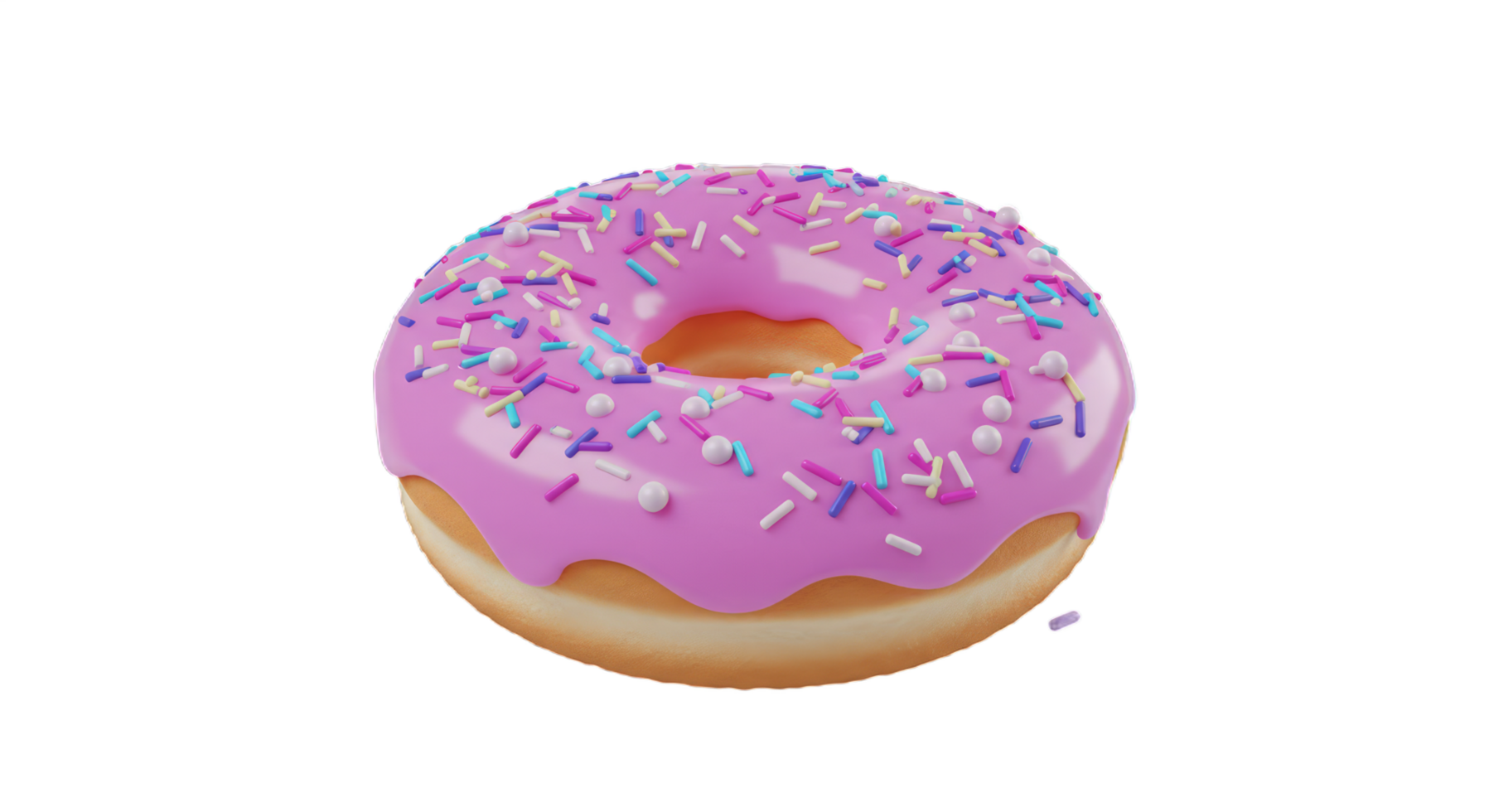 A Delicious Pink Donut with Sprinkles A Sweet Treat 3D Rendered Image png