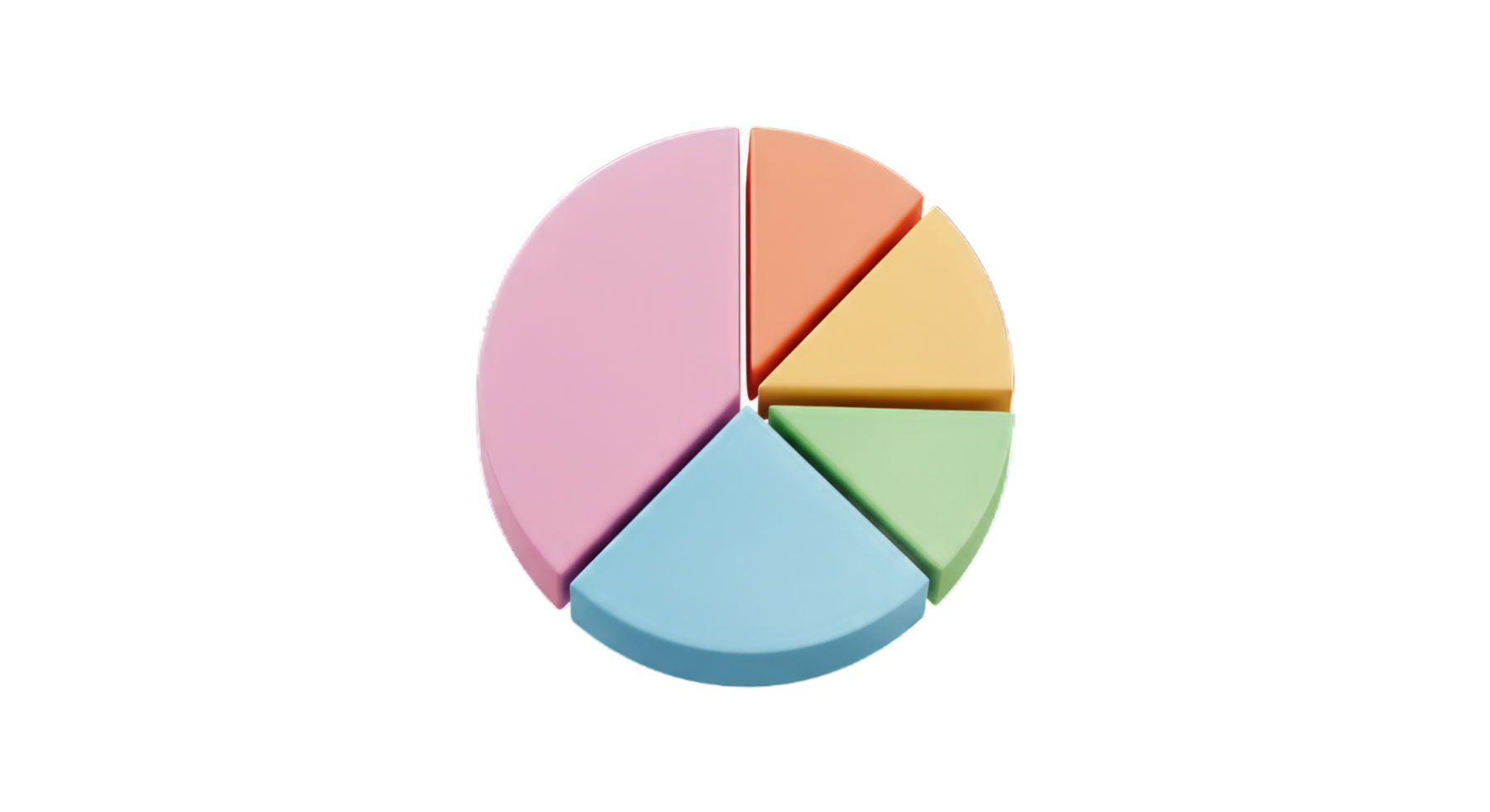 Pastel Colored Pie Chart Data Visualization 3D Graphic Design Illustration png