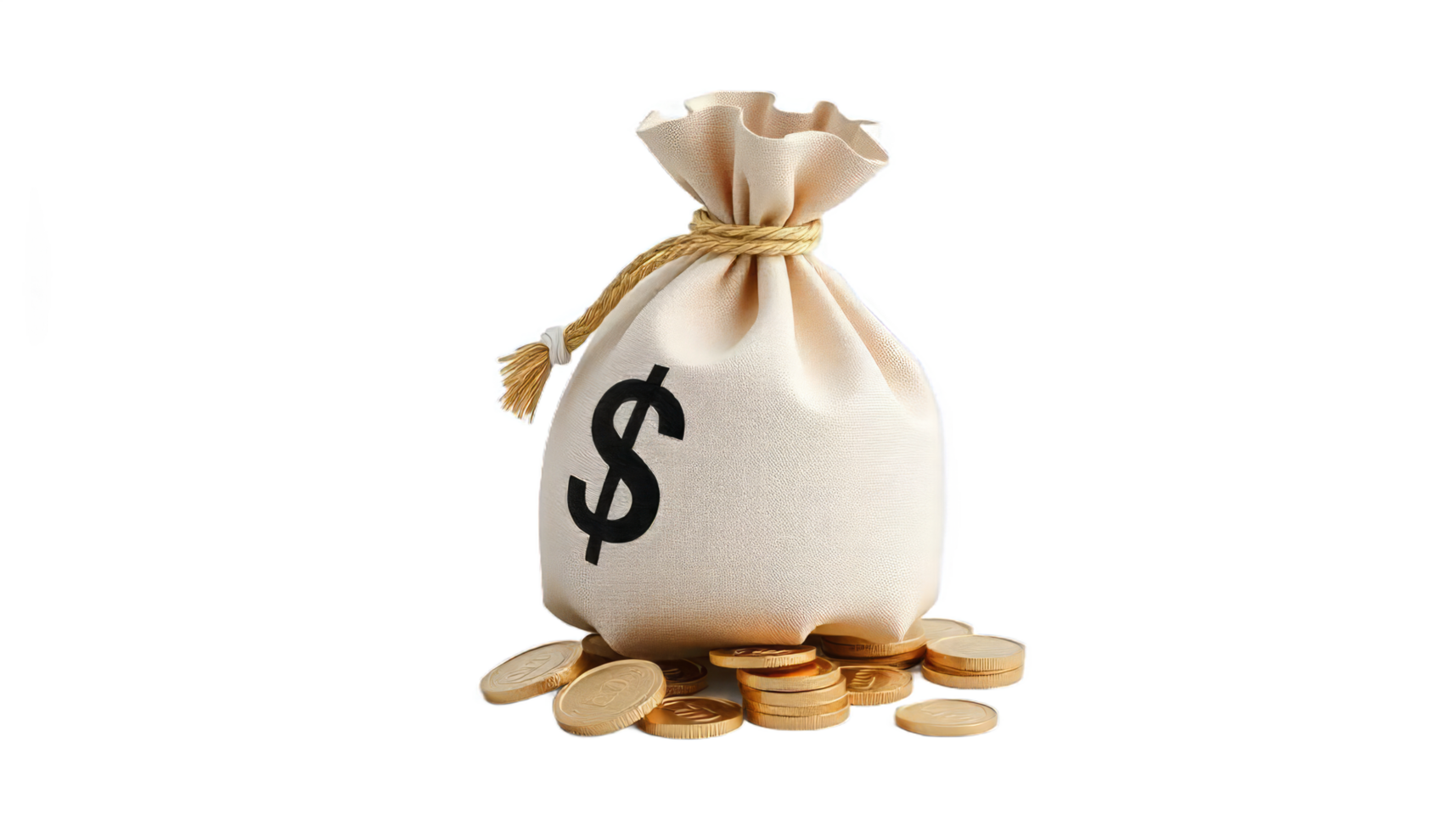 Wealth and Prosperity. A Money Bag Overflowing with Golden Coins png