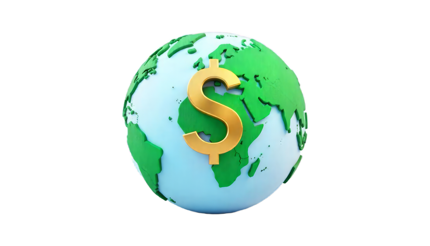Global Finance Economy World Market Business 3D Render Gold Dollar Sign on Planet Earth png