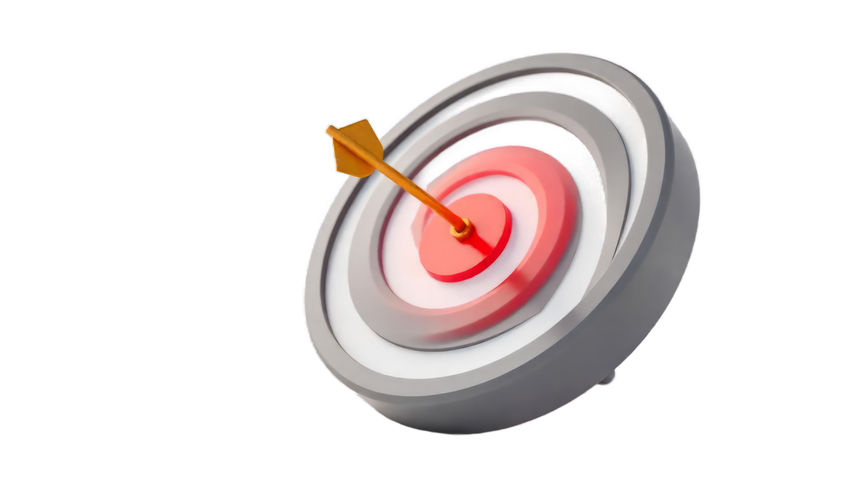 Achieving Success. A 3D Render of an Arrow Striking the Bullseye of a Target png