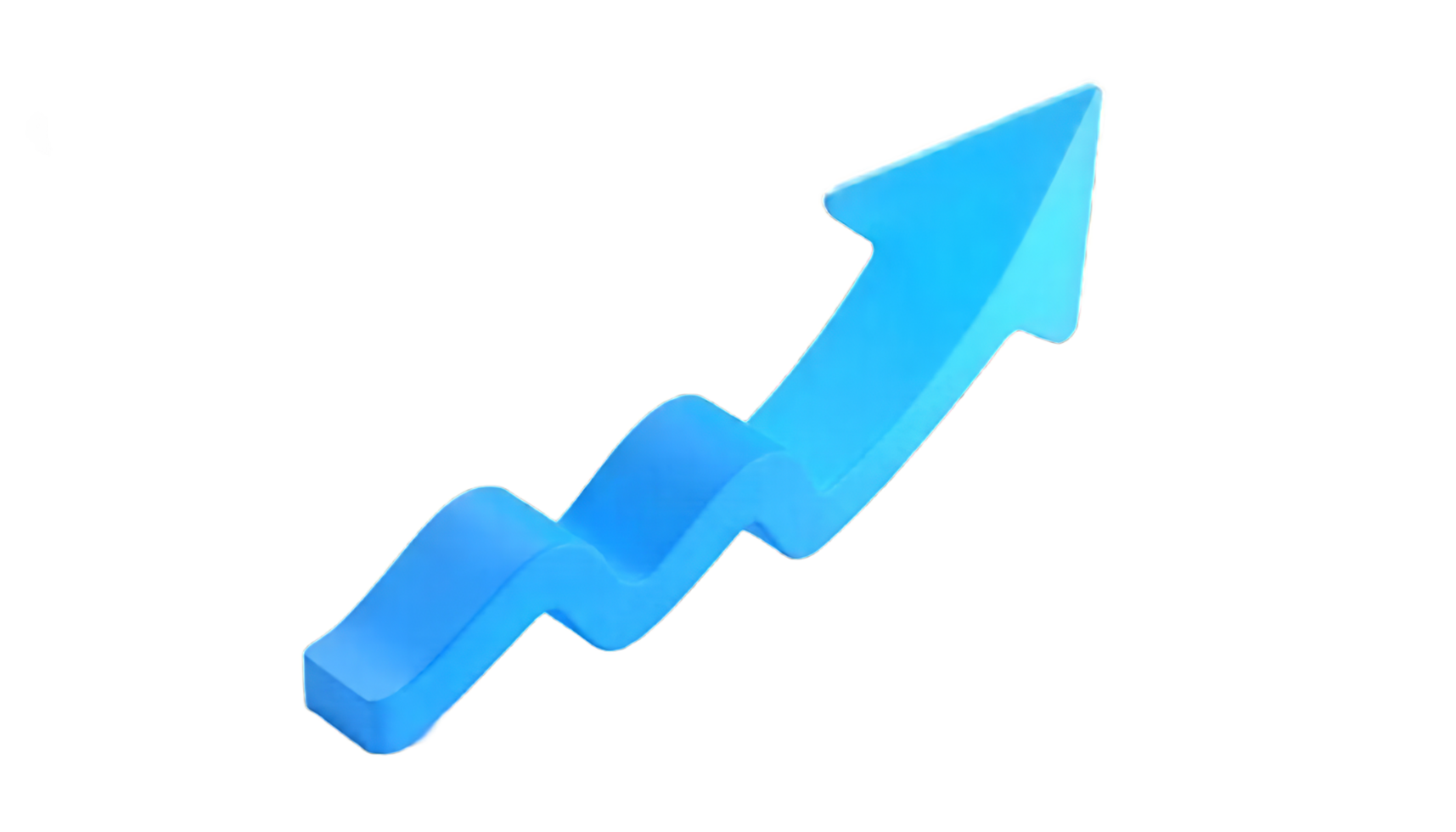 Upward Trending Arrow. Illustrative 3D Blue Growth Chart Representing Progress, Success, and Positive Trajectory png