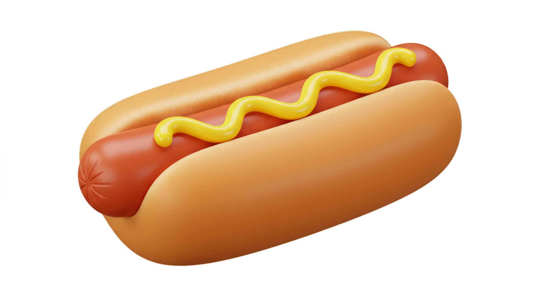 A Delicious Hot Dog with Mustard. A 3D Rendered Image of a Classic American Food png