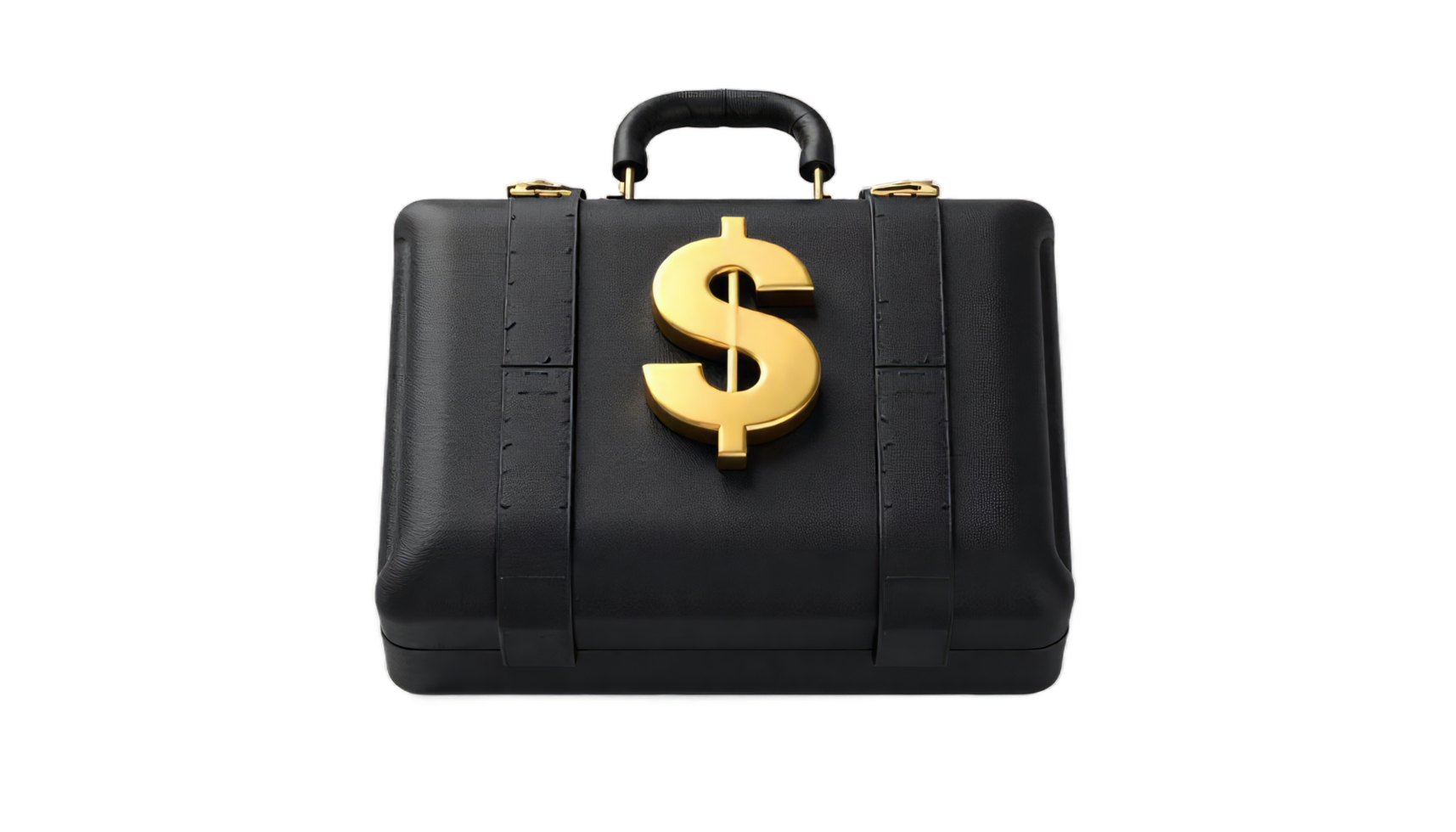 Black Briefcase with Golden Dollar Sign Symbol of Wealth and Finance png