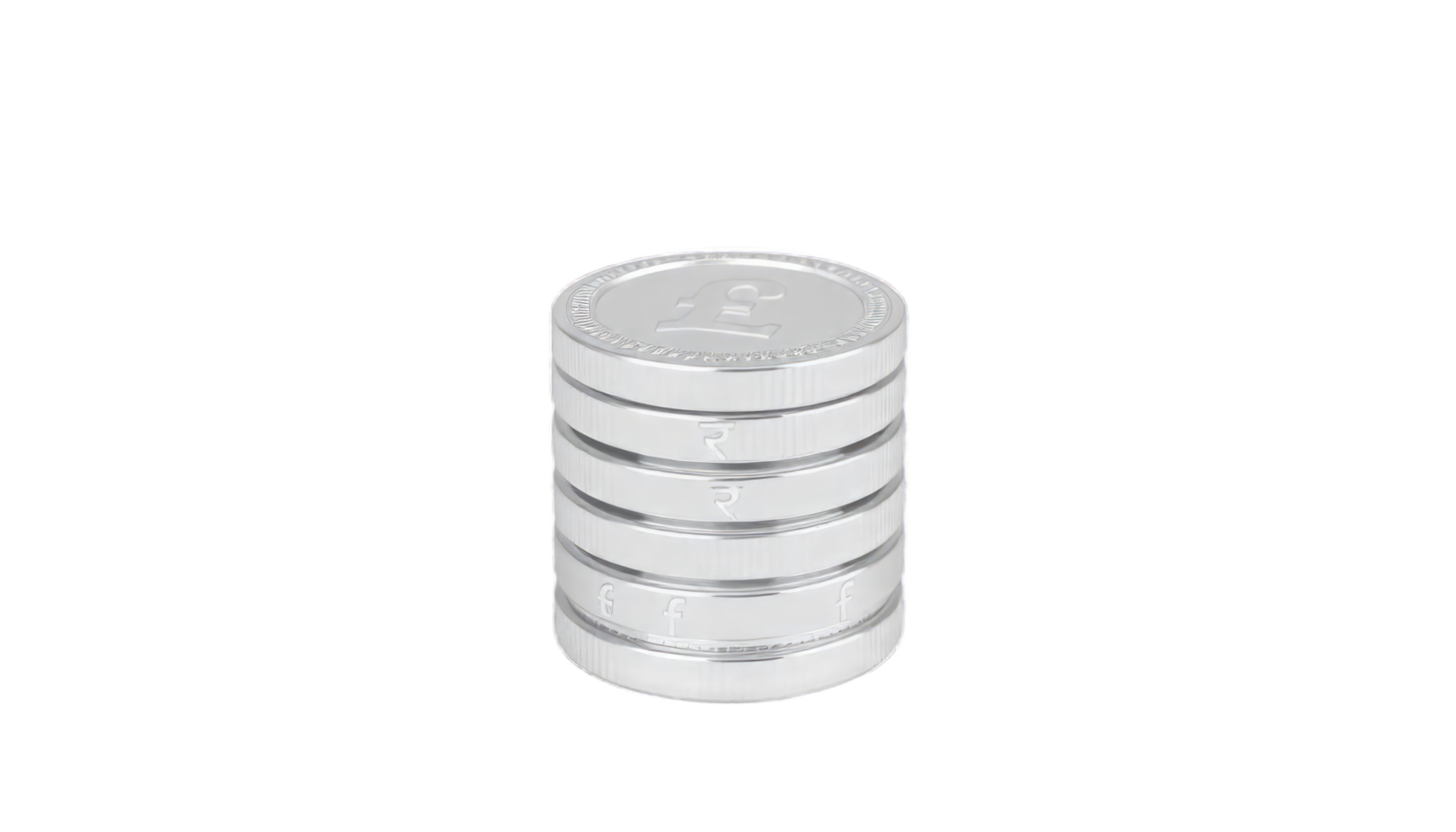 Stack of Silver Coins. A 3D Render of Indian Rupees, Representing Wealth and Finance png