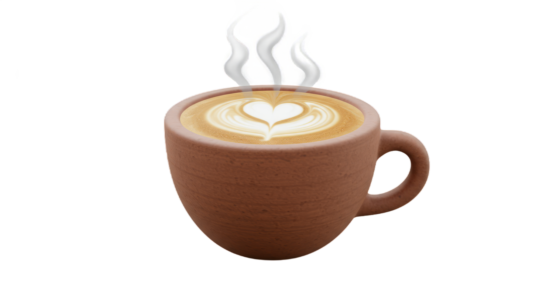 Aromatic Latte Art in a Rustic Cup. Warm Coffee Delight png