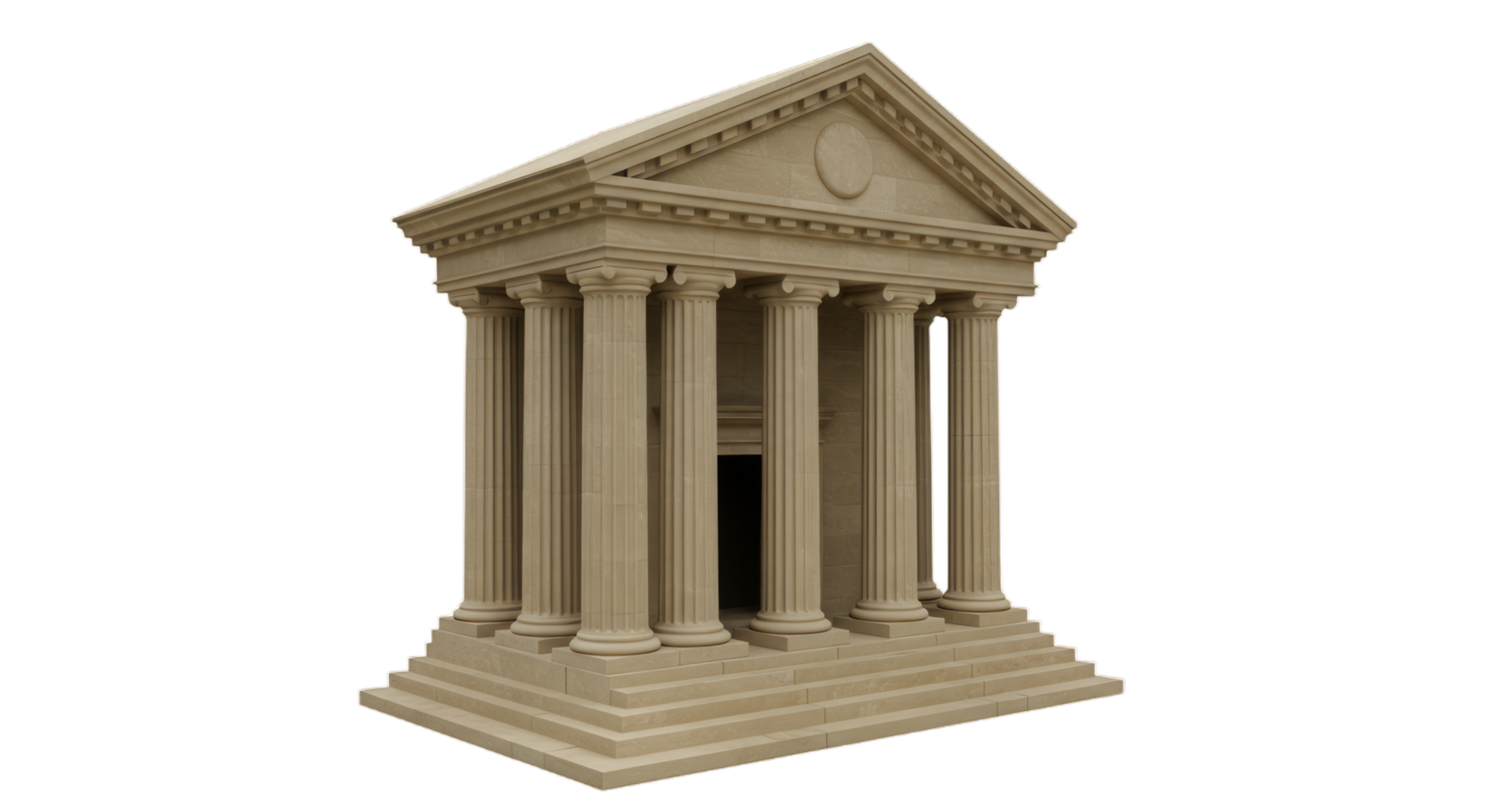 Ancient Greek Temple Architectural 3D Model Render Beige Stone Columns Classical Building Design png