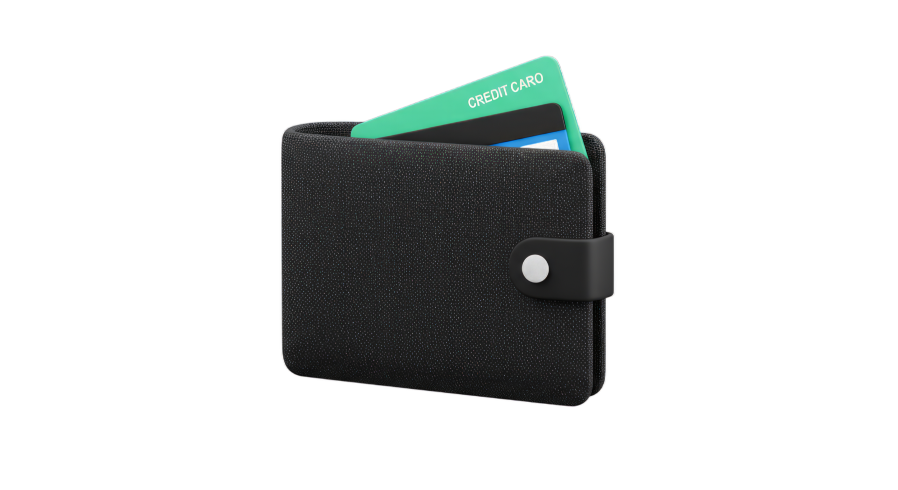 A Black Wallet with a Teal Credit Card Inside. A Simple Illustration of Finance and Payment png