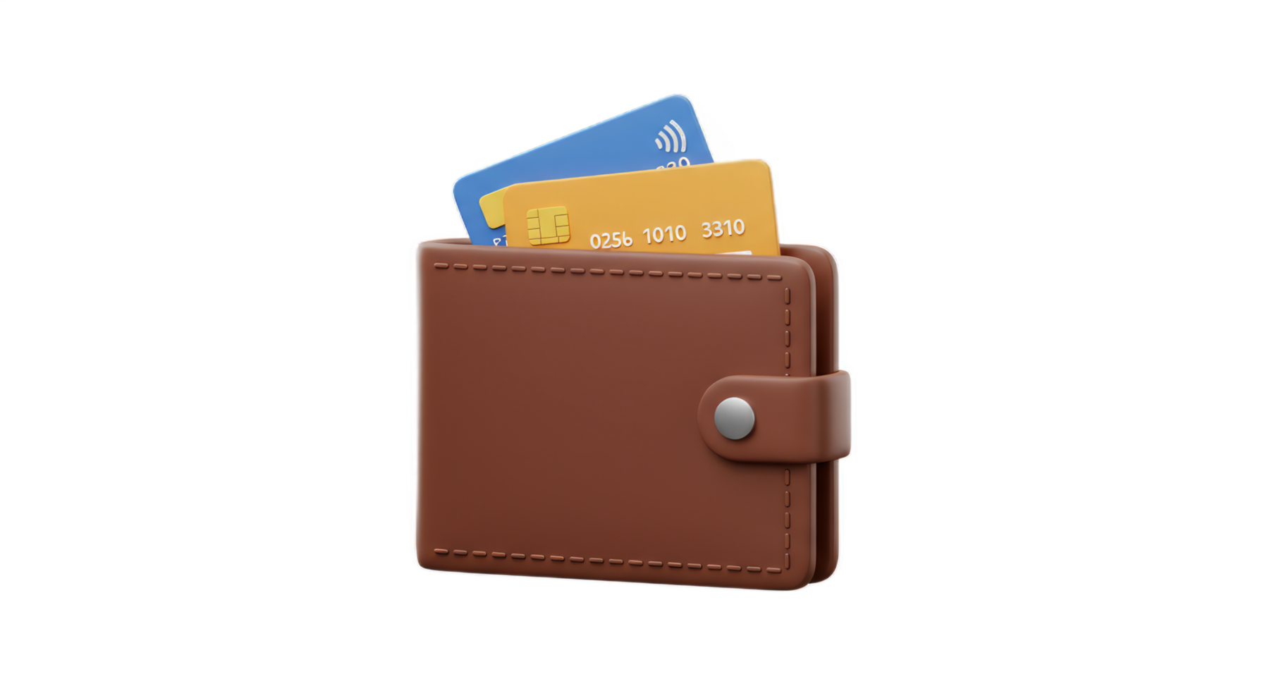 Brown Leather Wallet with Credit Cards. A 3D Render of Secure Digital Payment png
