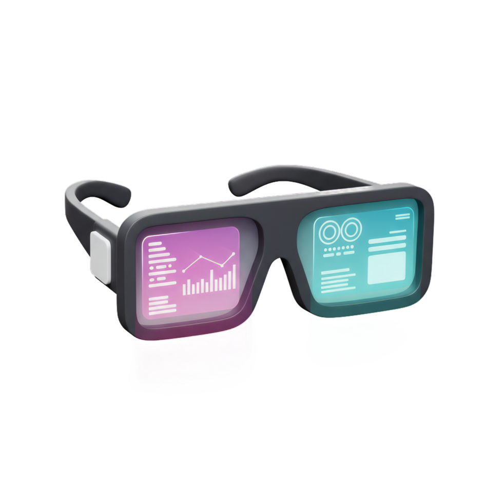 Futuristic Smart Glasses Augmented Reality Technology Displaying Data and Information png
