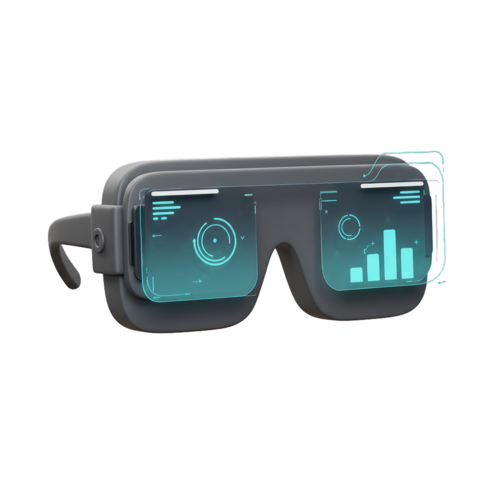 Futuristic Smart Glasses Augmented Reality Headset with Digital Interface Displays png
