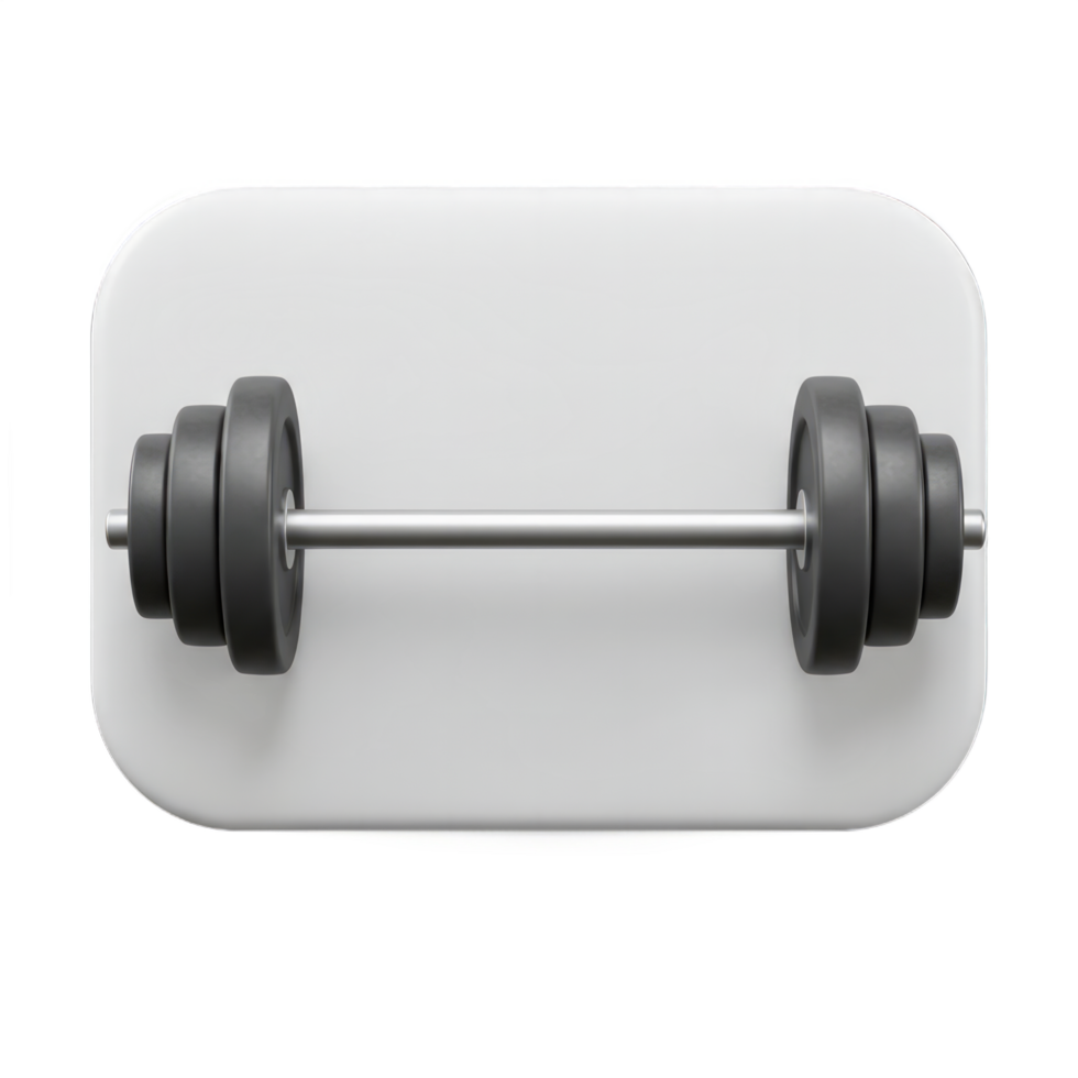 A 3D Render of a Barbell on a White Background, Ideal for Fitness App Icons or Gym Related Designs png