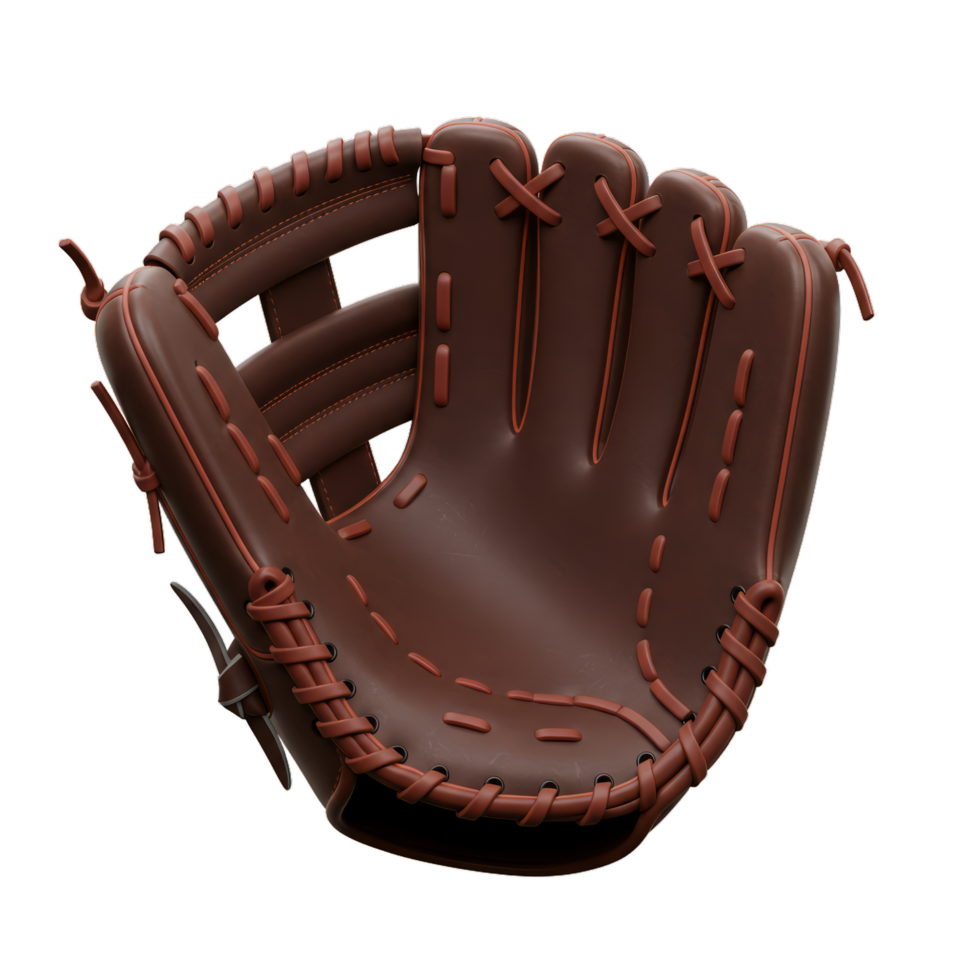 Brown Leather Baseball Glove Detailed Closeup Shot Professional Sports Equipment png