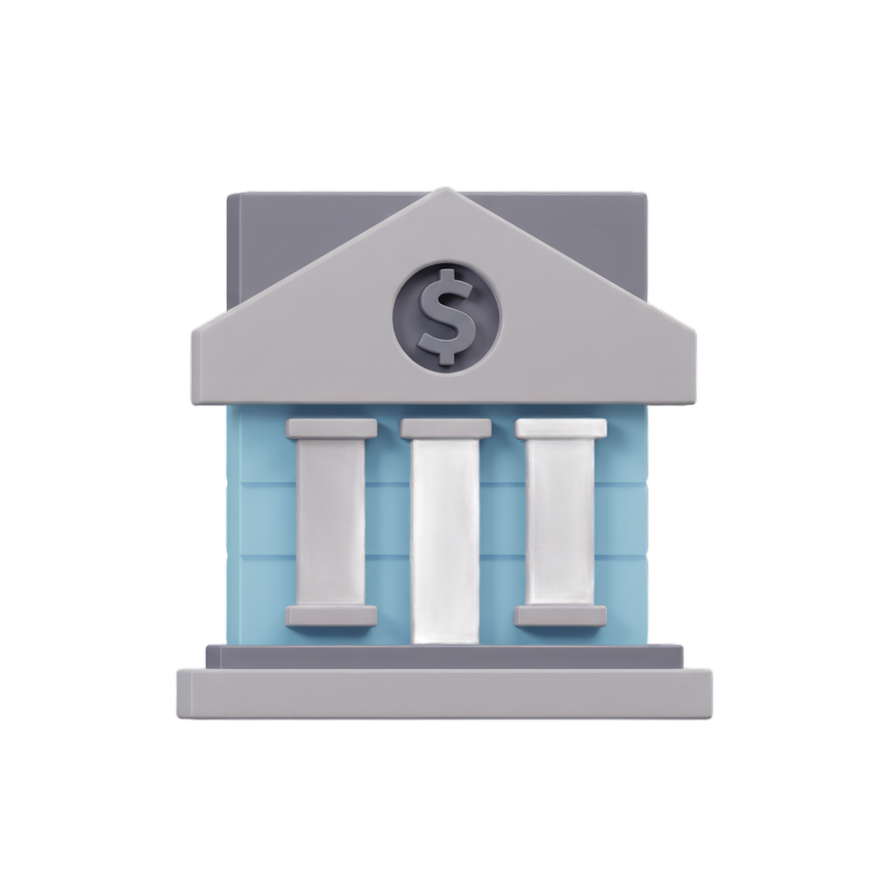 3D Render of a Classic Bank Building Icon Illustrating Financial Services and Investments png