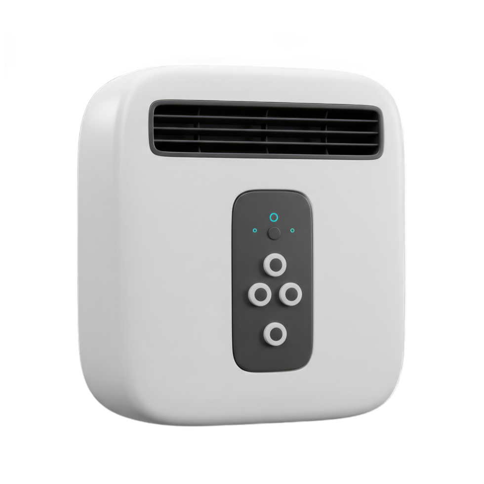 Modern White Electric Heater with Digital Control Panel, Energy Efficient Home Heating Solution png