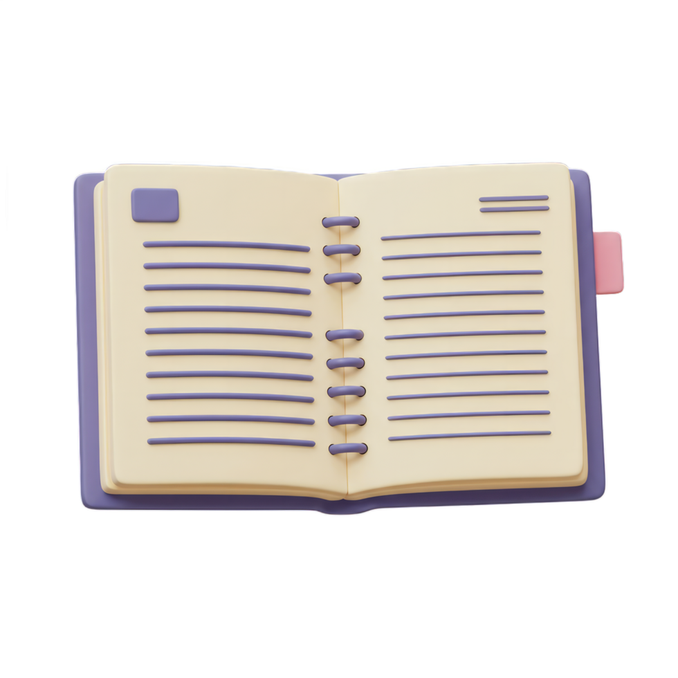 3D Render of an Open Spiral Notebook Ready for Notes and Ideas png
