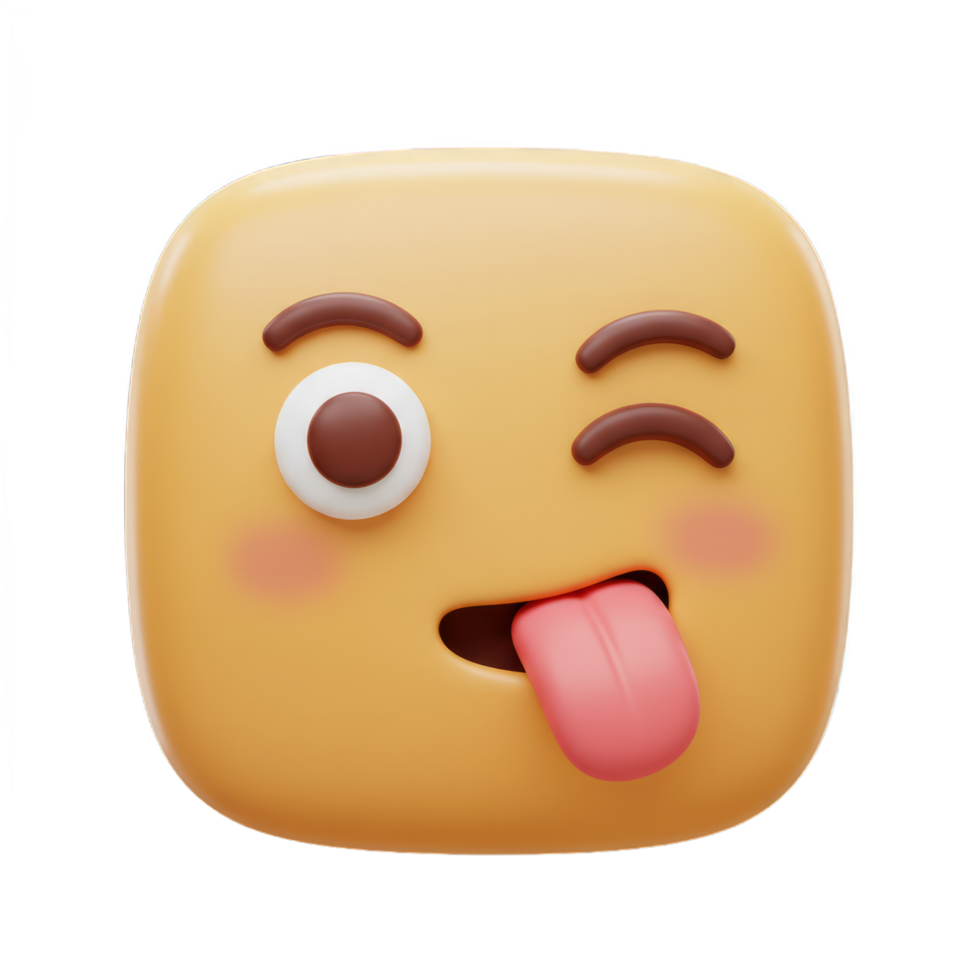 Playful 3D Render of a Mischievous Winking Emoji with Tongue Out png