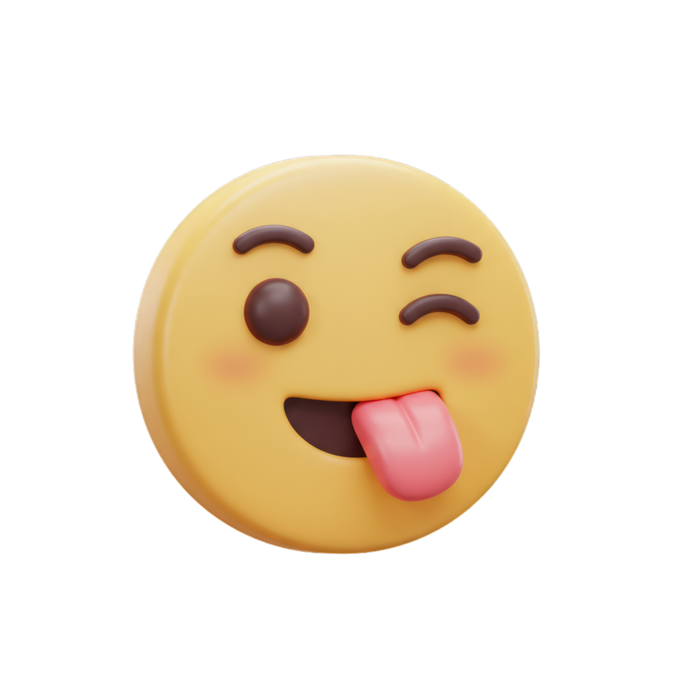 Playful 3D Emoji Design Mischievous Winking Face with Tongue Out png