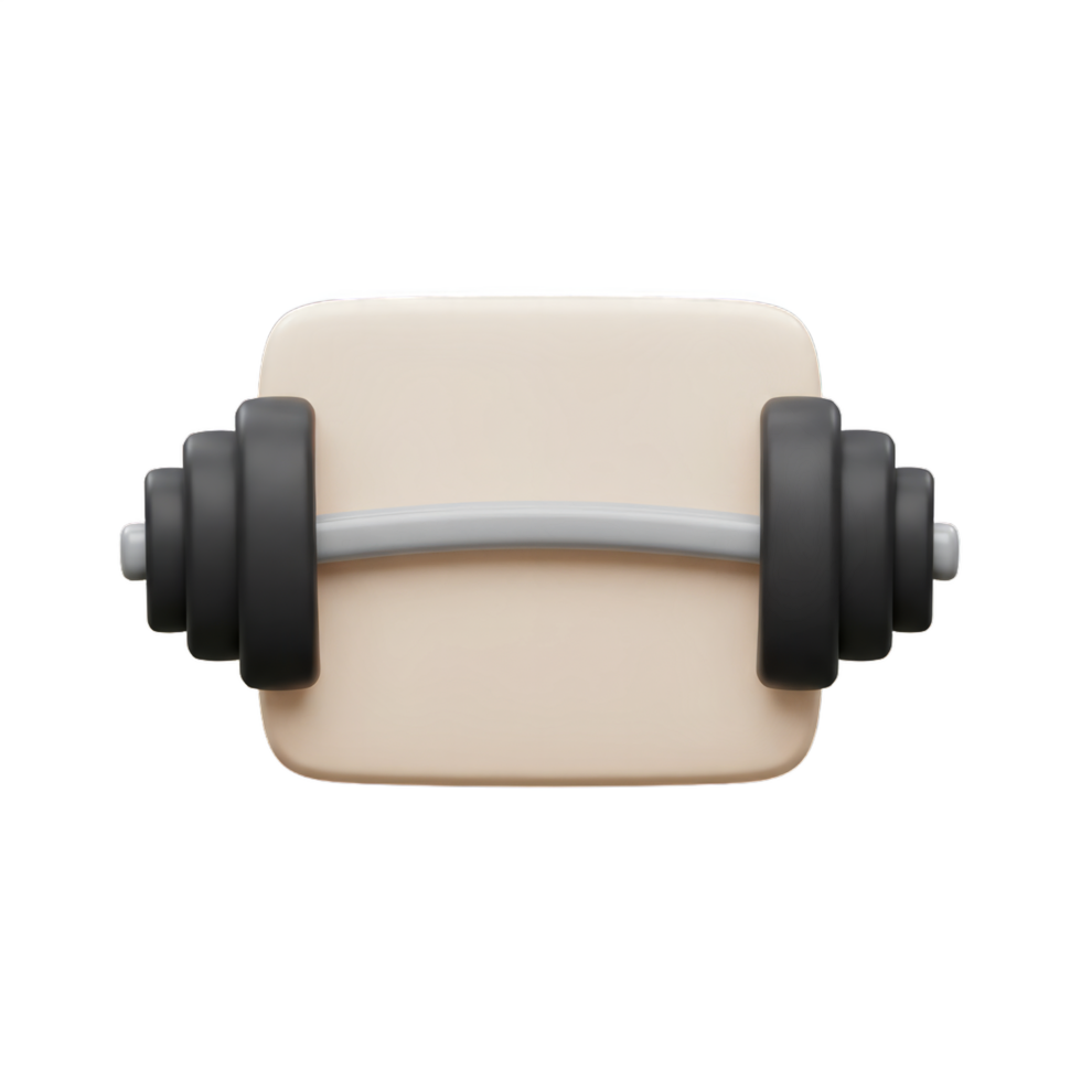 3D Render of a Barbell on a Beige Square Background Perfect for Fitness Apps and Websites png