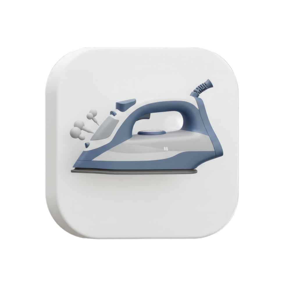 Modern Steam Iron Design Icon Illustration for Laundry and Cleaning Apps png