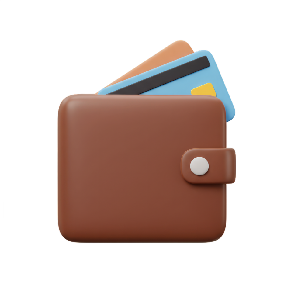 Brown Leather Wallet with Credit Cards 3D Render Illustration, Online Payment, Finance, E-commerce, Digital Banking, Secure Transaction, Financial Technology, Business Concept png