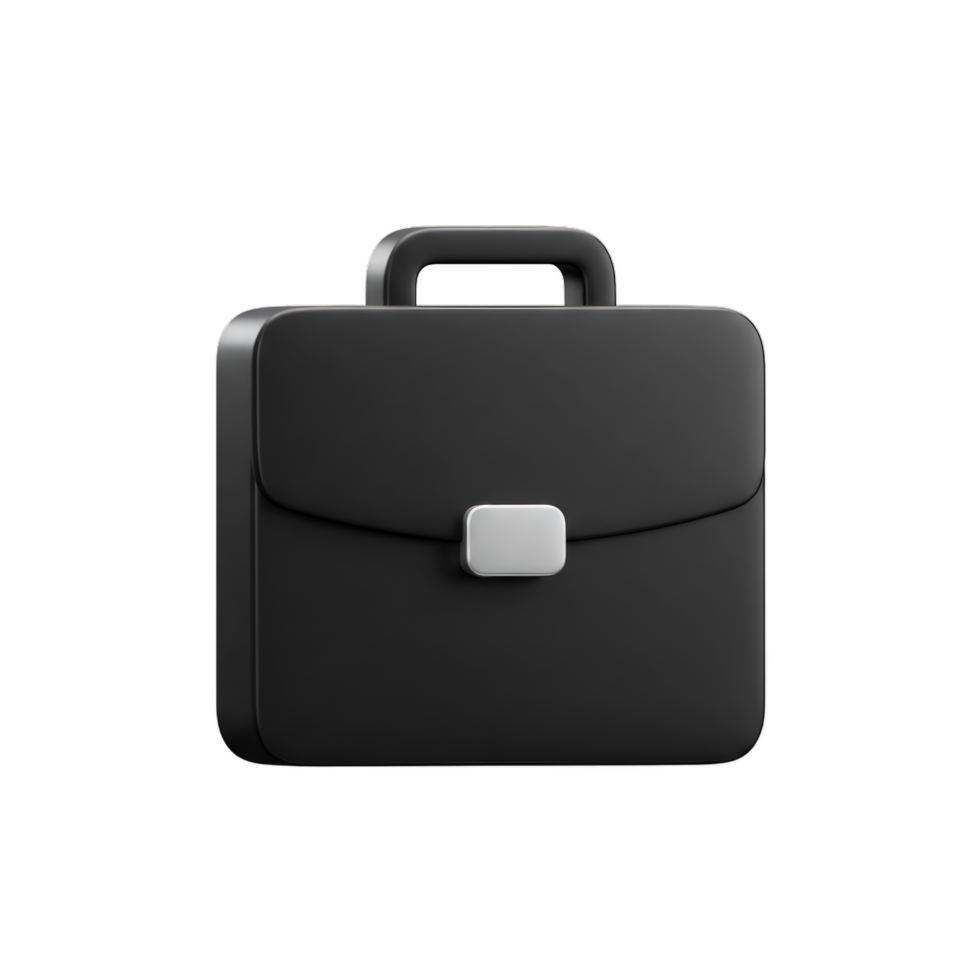 Professional Black Briefcase 3D Render Business Icon Design png